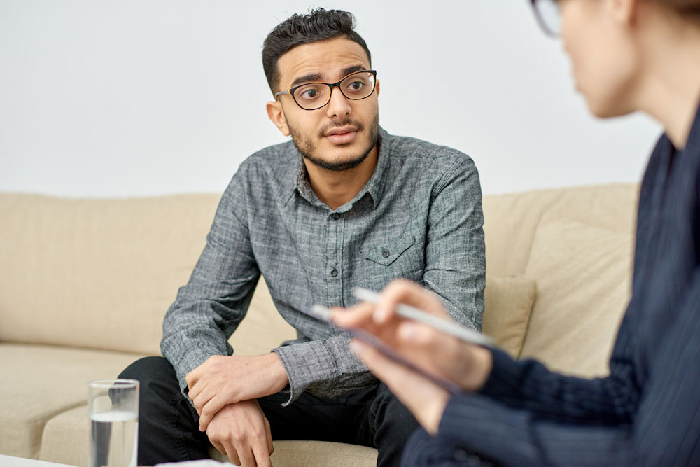 a man talking to his therapist